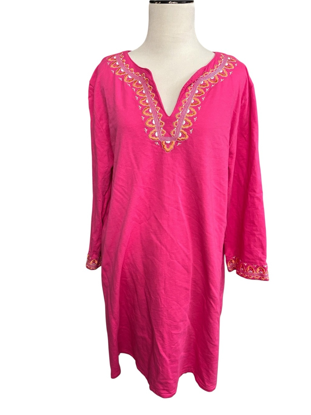 Women’s Hot Pink Embroidered Tunic Dress